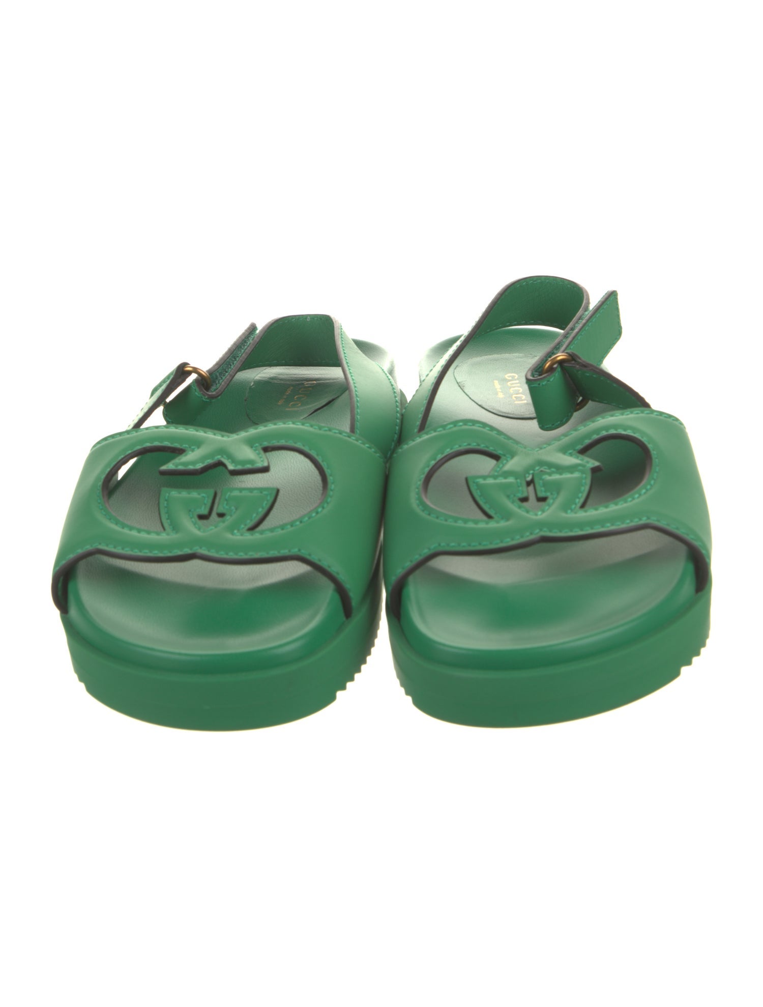 Gucci Interlocking G Logo Leather Slingback Sandals